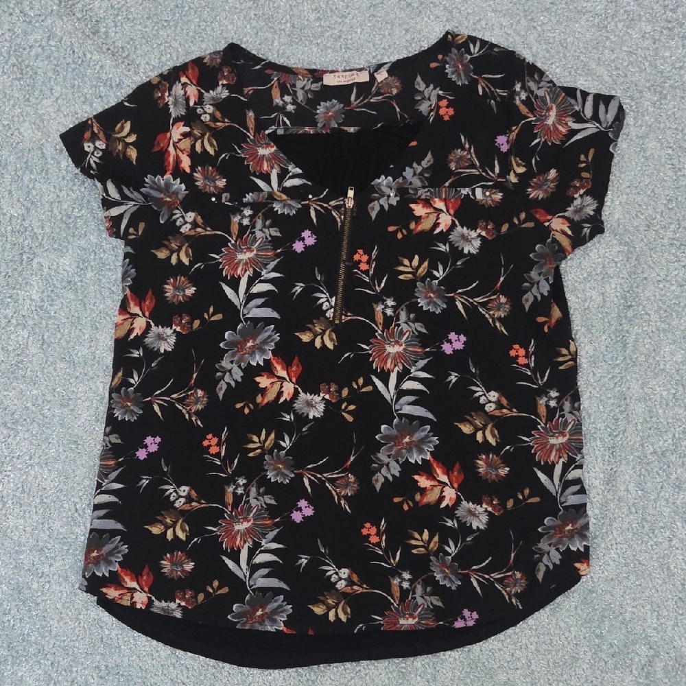 Floral Black Top